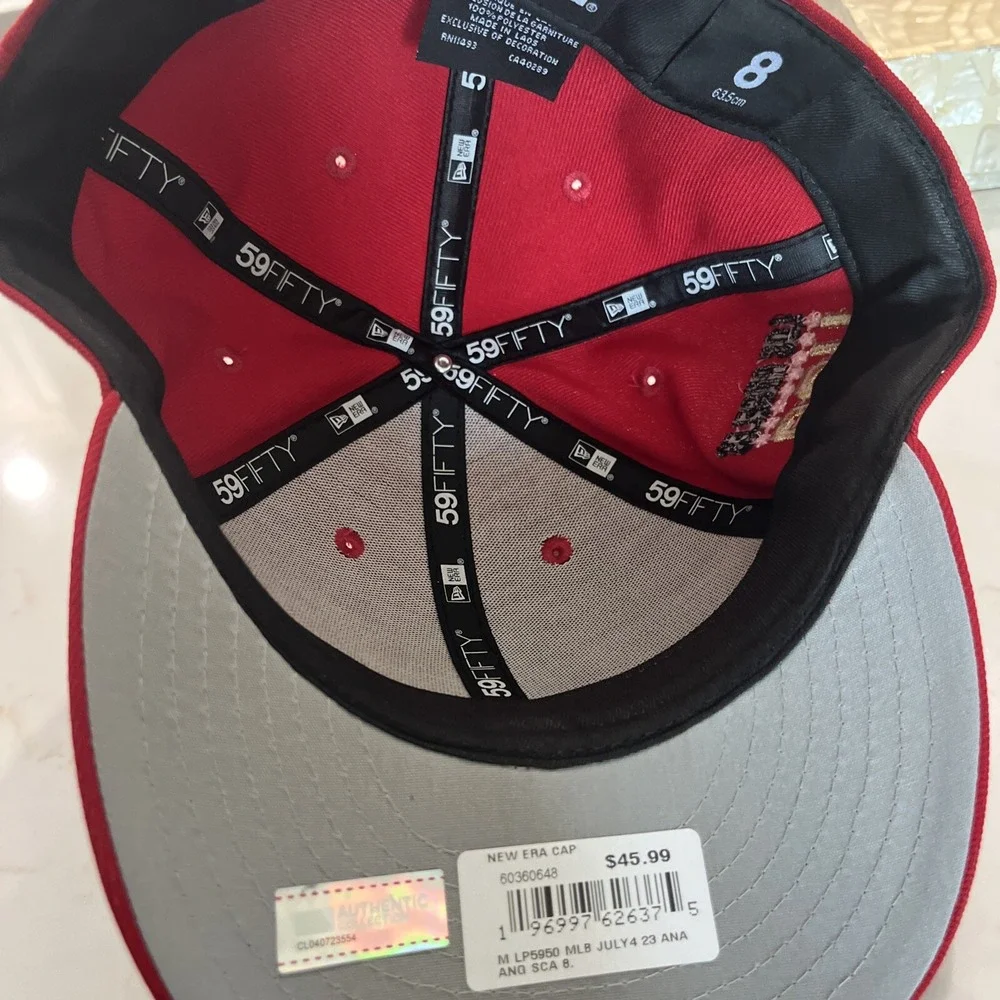 Los Angeles Angels 4th July Flag Hat USA Side Patch New Era 59FIFTY Sz 8 NWT